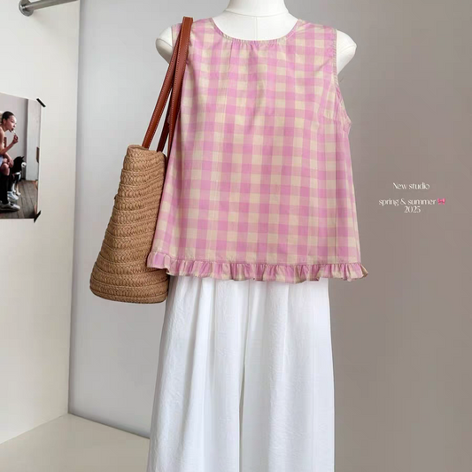 Chloe Gingham Ruffle Top (WC00152A)