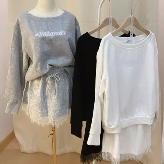 Lace Hem Sweat Dress (WC00176A)