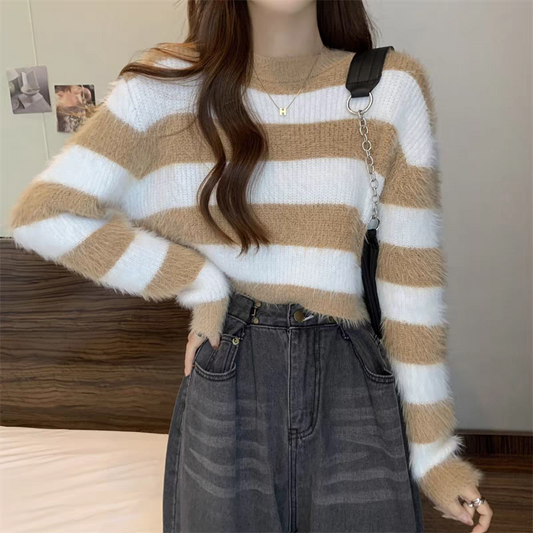 Beverly Furry Lines Long Sleeve Top